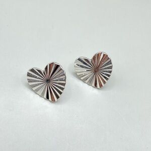 Silver Crinkle Heart Post Earrings